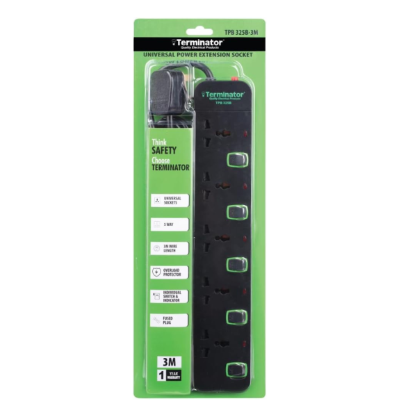Terminator Universal Extension Black 5way 3mtr TPB 325B-3M